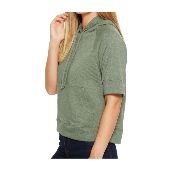 New Womens NWT L PrAna Top Cotton Palmetto Organic Hoodie LS Logo Green Forest - Picture 3 of 8